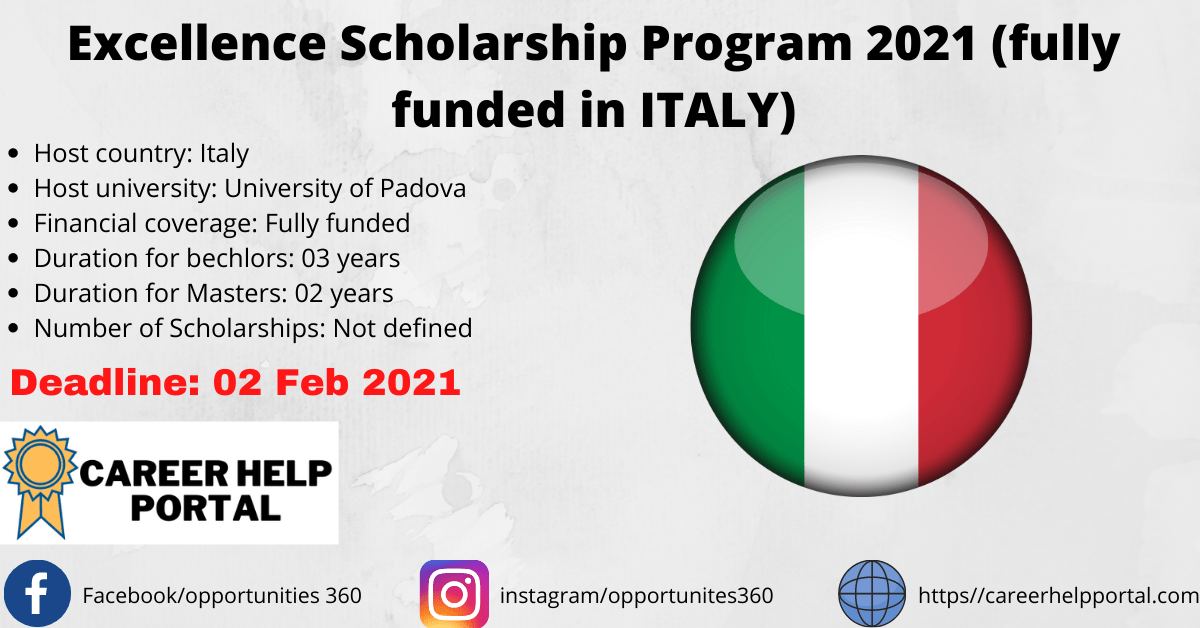 Excellence Scholarship Program 2021 (fully funded in ITALY) - Career