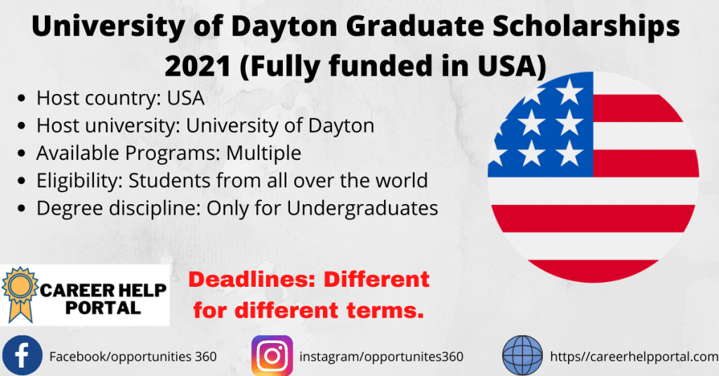 University of Dayton Graduate Scholarships 2021 (Fully funded in USA)