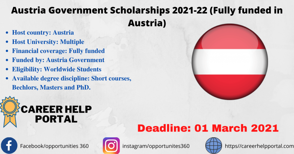 Austria Government Scholarships 2021-22 (Fully funded in Austria)