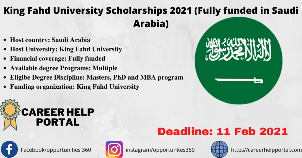 King Fahd University Scholarships 2021 (Fully funded in Saudi Arabia)