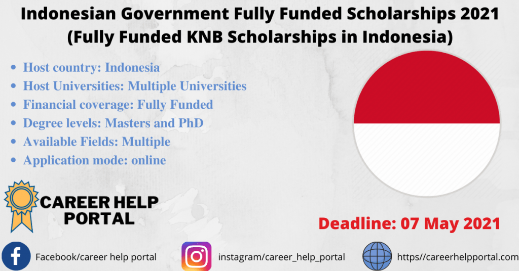 Indonesian Government Fully Funded Scholarships 2021 (Fully Funded KNB Scholarships in Indonesia)