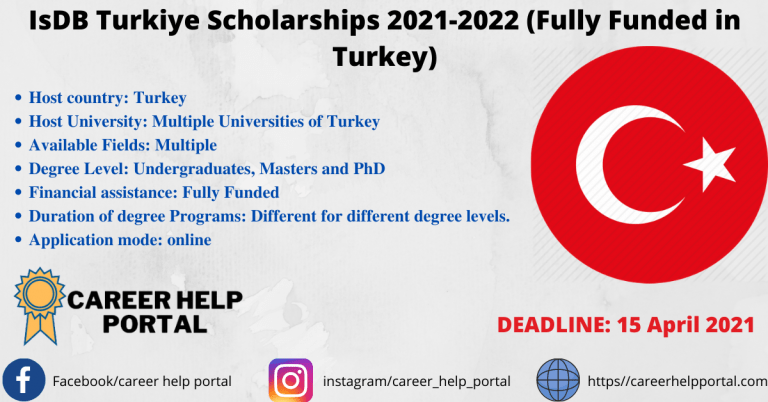 IsDB Turkiye Scholarships 2021-2022 (Fully Funded In Turkey) - Career ...