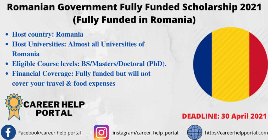 Romanian Government Fully Funded Scholarship 2021 (Fully Funded in Romania)