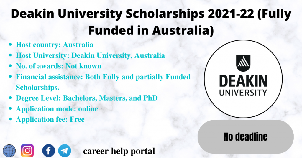 Deakin University Scholarships 2021-22 (Fully Funded in Australia)