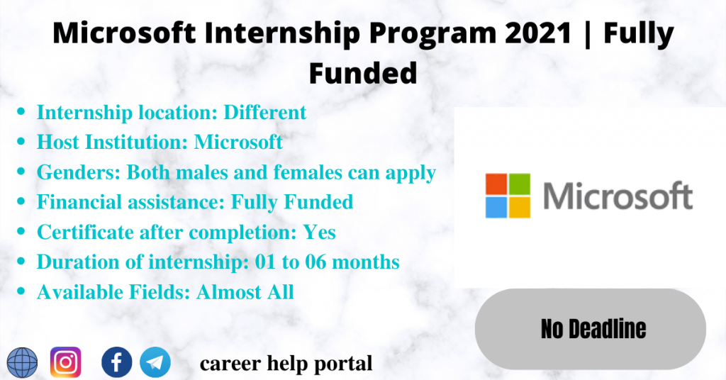 Microsoft Internship Program 2021 | Fully Funded