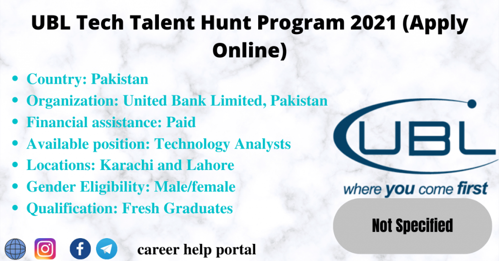 UBL Tech Talent Hunt Program 2021 (Apply Online)