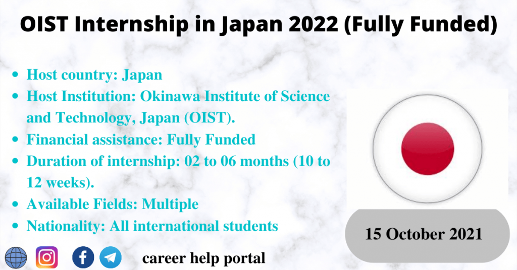 OIST Internship in Japan 2022 (Fully Funded)