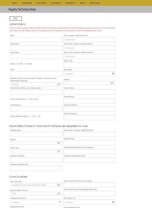 Application form for Diya scholarship 2022-23